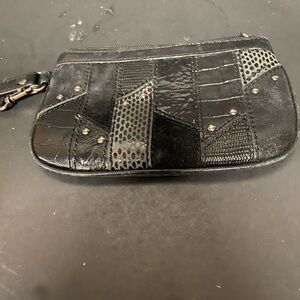 Black Patchwork Vintage Wristlet